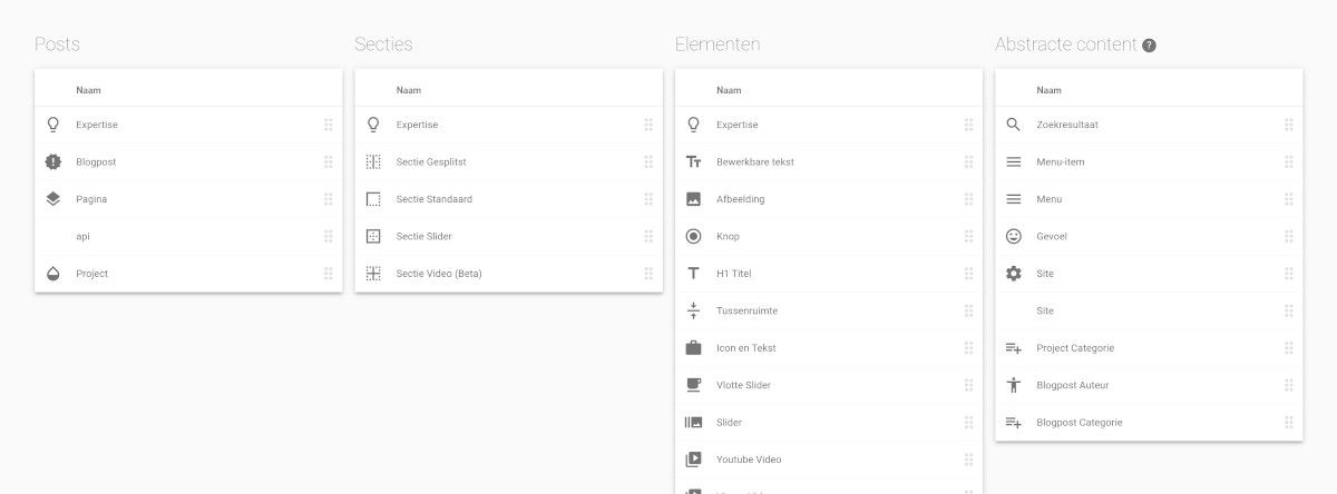 Contenttypen maken in Plate